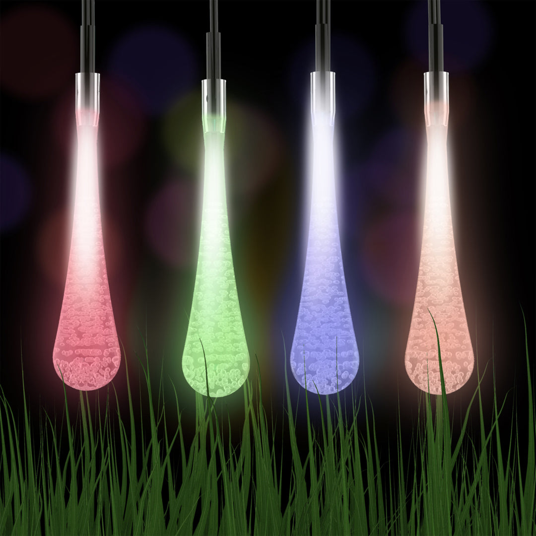 String Lights Set of 2 Solar Power Outdoor LED Decor Tear Drop Lighting 30 Colorful Bulbs Image 6