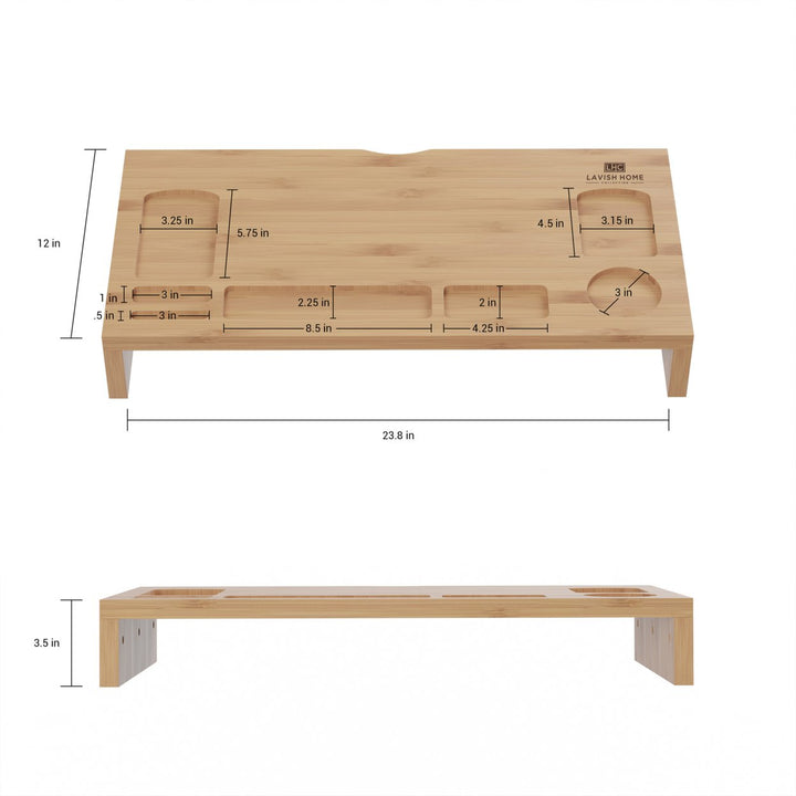 Wooden Bamboo Office Accessories and Desk Organizer Laptop Riser or PC Computer Shelf Image 3