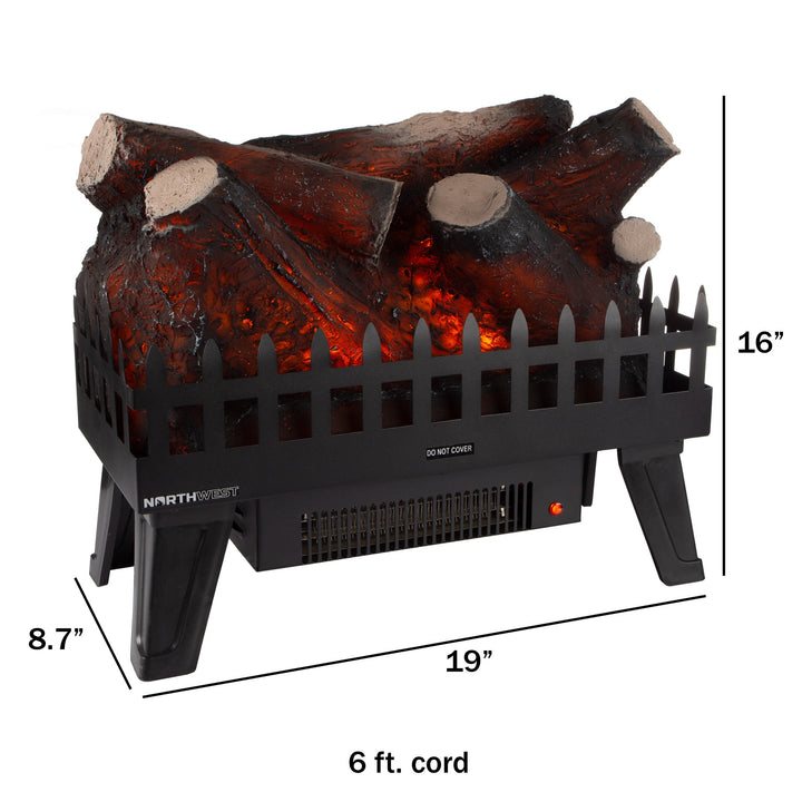 LED Electric Fireplace Log Insert 5100 BTU Energy Efficient Heater Realistic Flames Image 2