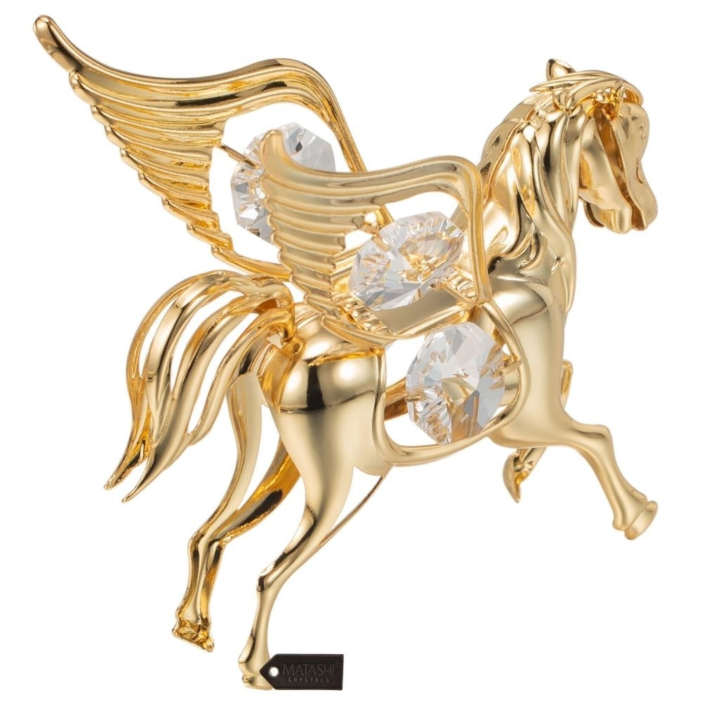 Matashi 24K Gold Plated Crystal Studded Flying Pegasus Ornament Image 4