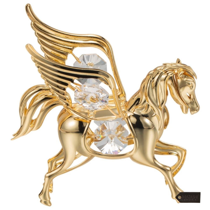 Matashi 24K Gold Plated Crystal Studded Flying Pegasus Ornament Image 5