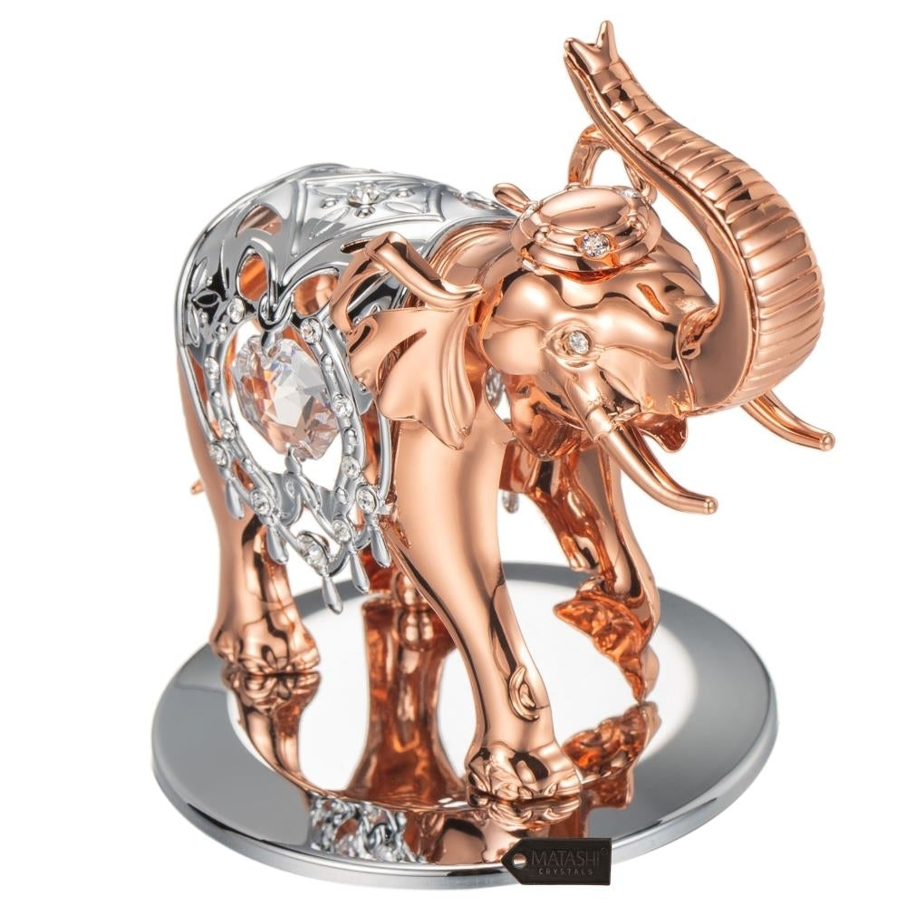 Matashi Rose Gold and Silver Color Crystal Studded Elephant Ornament Image 4