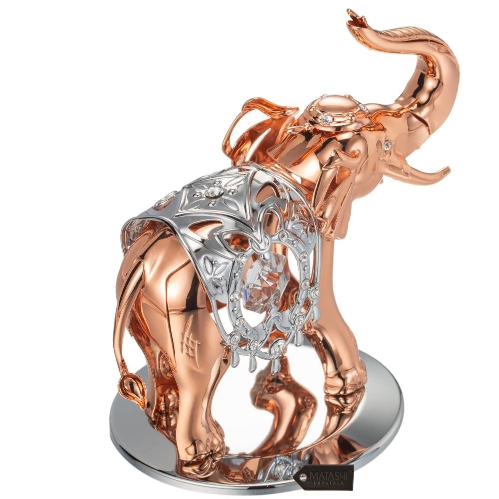 Matashi Rose Gold and Silver Color Crystal Studded Elephant Ornament Image 5