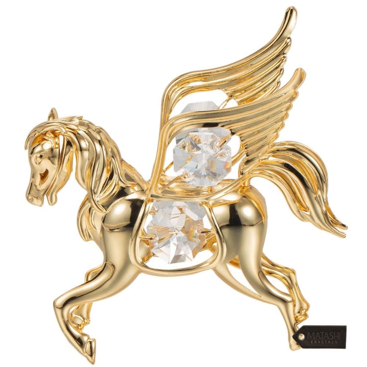 Matashi 24K Gold Plated Crystal Studded Flying Pegasus Ornament Image 2