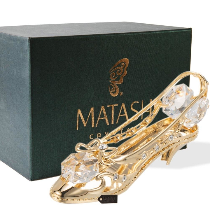 Matashi 24K Gold Plated Crystal Studded Lady Shoe Ornament Image 1