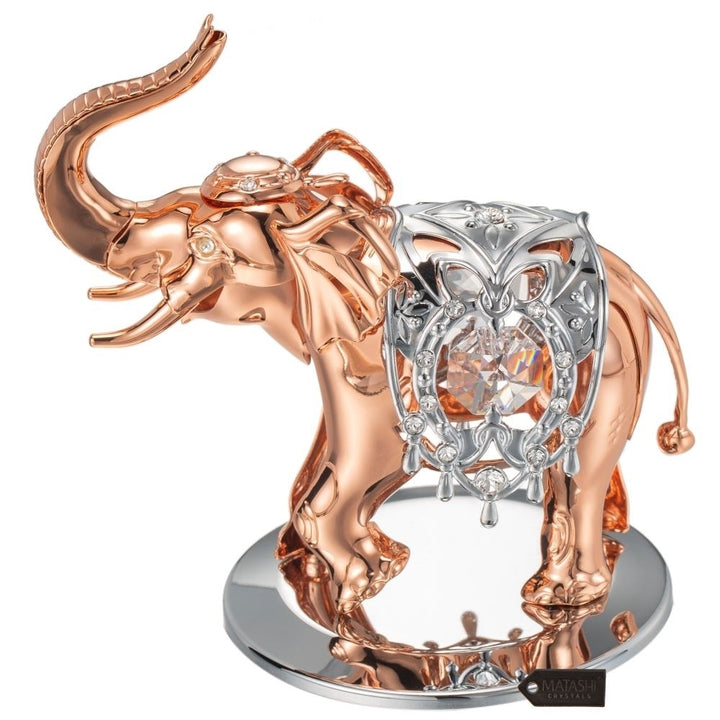 Matashi Rose Gold and Silver Color Crystal Studded Elephant Ornament Image 2