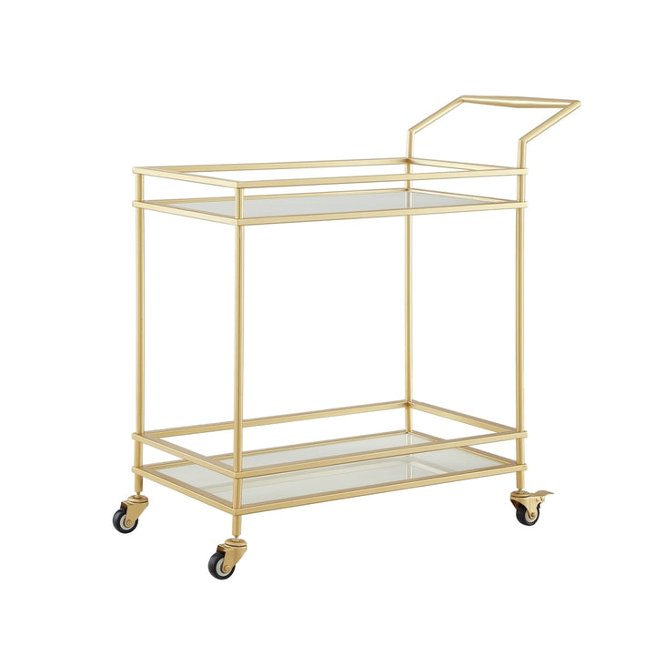 Amaya Serving Bar Cart-2 Storage Shelves-Casters- 2 Locking-Modern Matte Frame-By Nicole Miller Image 4