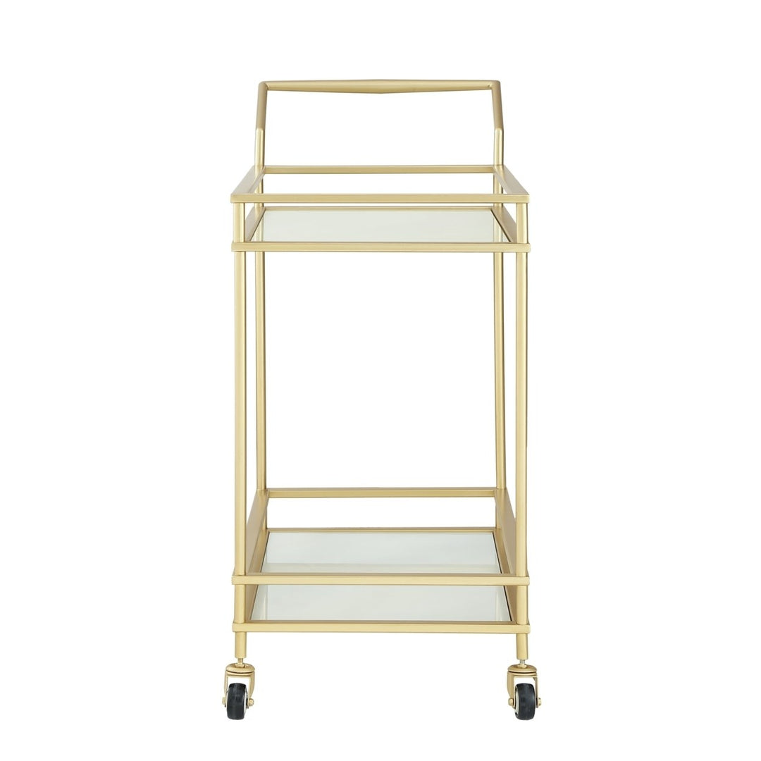 Amaya Serving Bar Cart-2 Storage Shelves-Casters- 2 Locking-Modern Matte Frame-By Nicole Miller Image 6