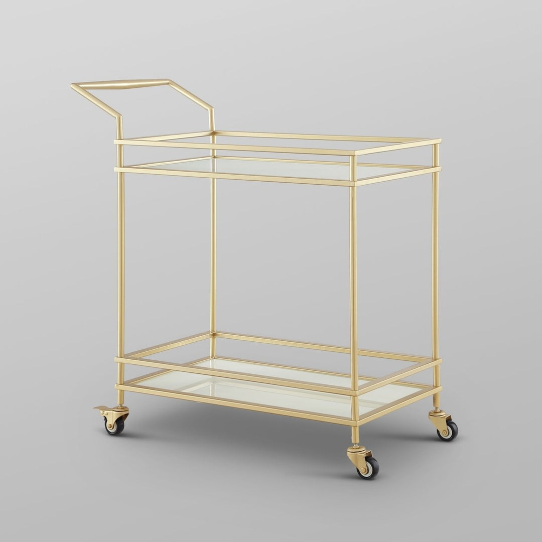 Amaya Serving Bar Cart-2 Storage Shelves-Casters- 2 Locking-Modern Matte Frame-By Nicole Miller Image 7