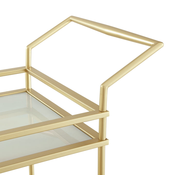 Amaya Serving Bar Cart-2 Storage Shelves-Casters- 2 Locking-Modern Matte Frame-By Nicole Miller Image 9