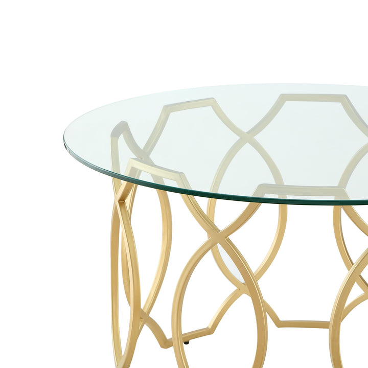 Sikara Round Modern Coffee Table- Durable Clear-Glass Top-Elegant Frame Design-By Nicole Miller Image 4