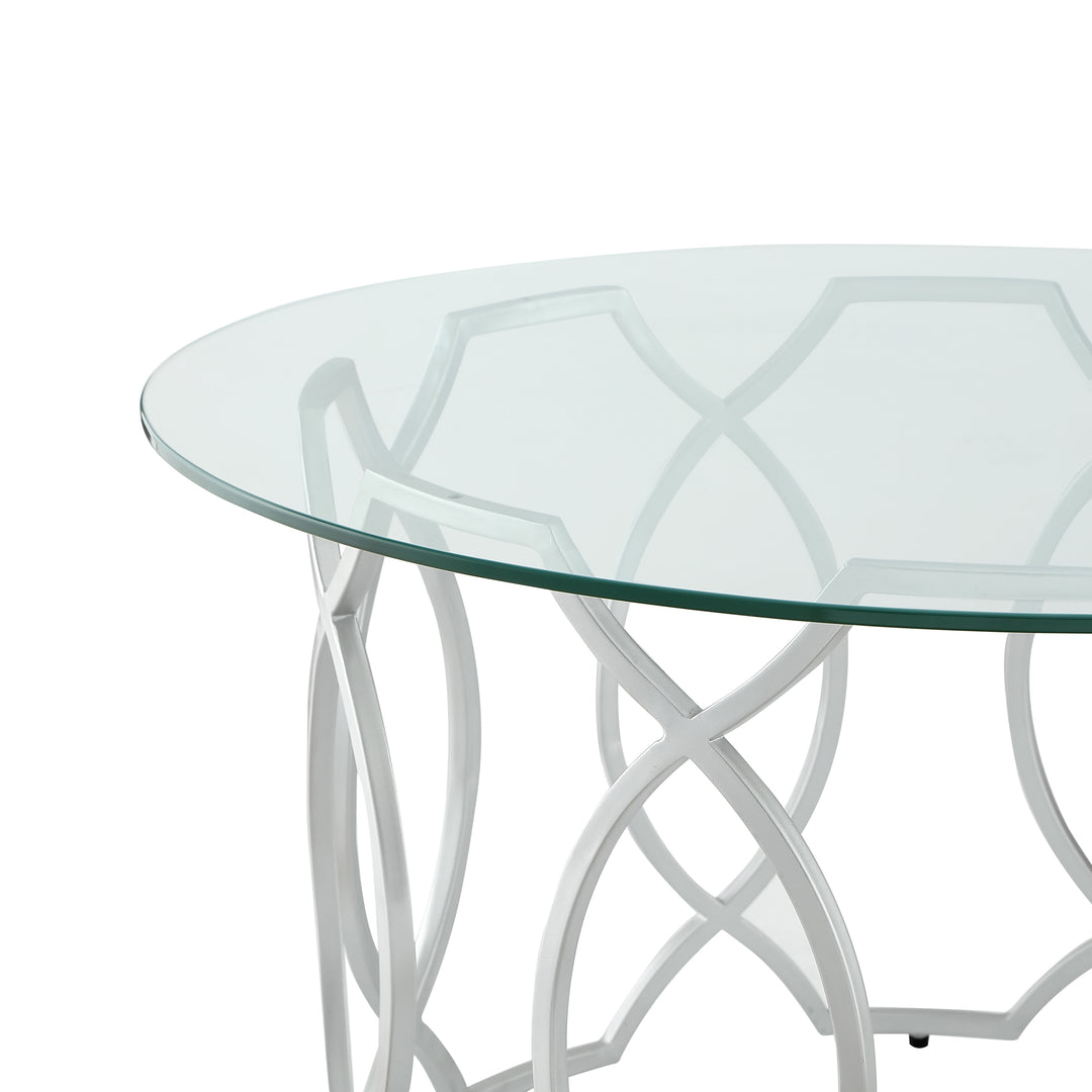 Sikara Round Modern Coffee Table- Durable Clear-Glass Top-Elegant Frame Design-By Nicole Miller Image 10