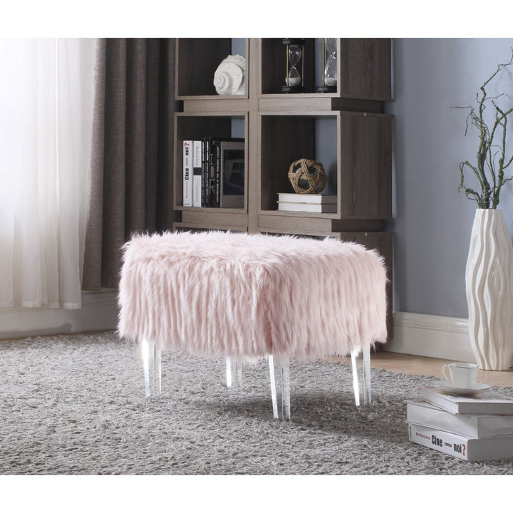 Gabriel Modern Contemporary Faux faux Acrylic Leg Ottoman Image 3