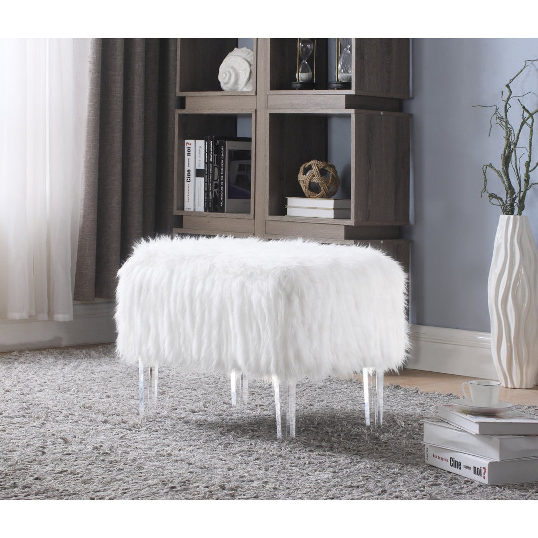 Gabriel Modern Contemporary Faux faux Acrylic Leg Ottoman Image 1