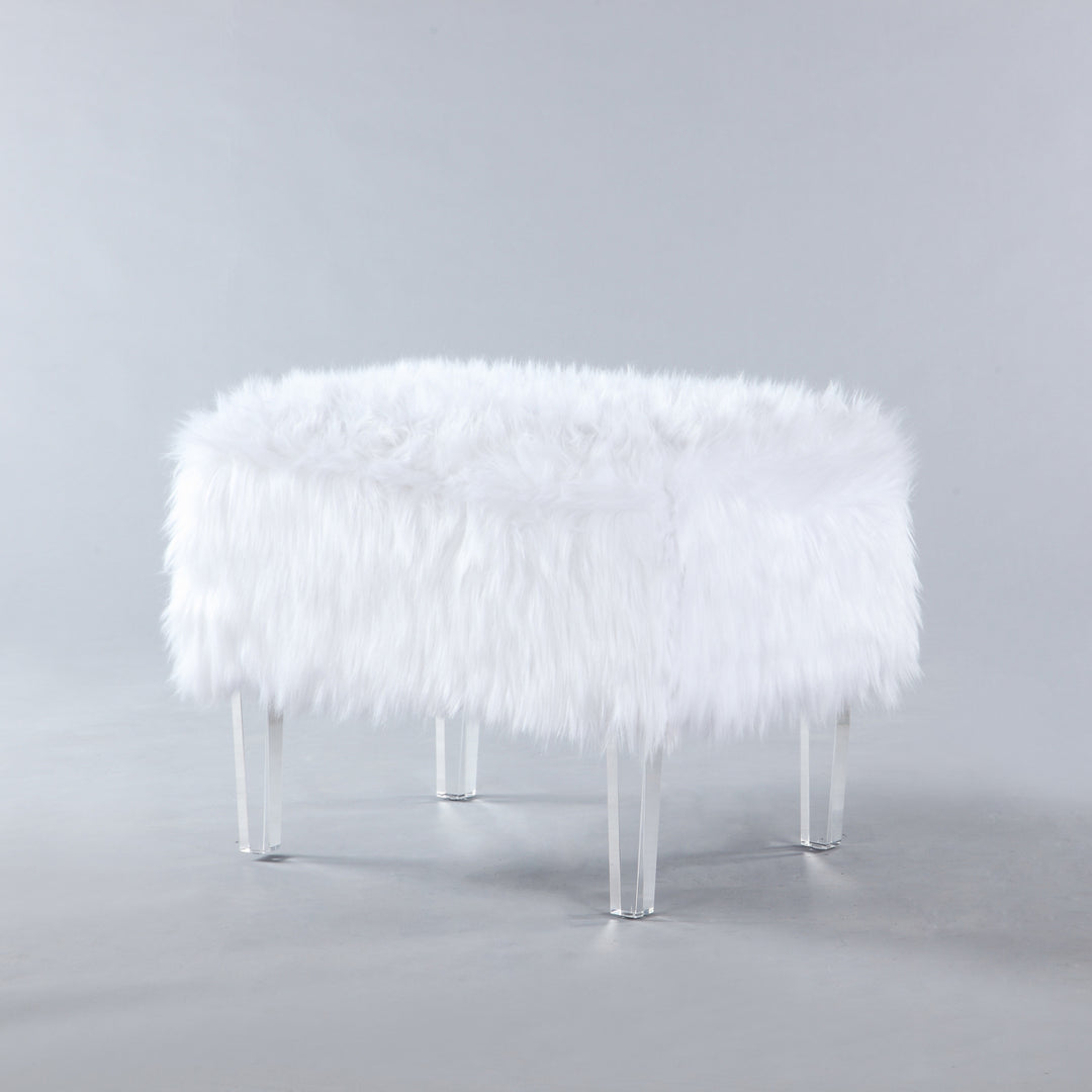 Gabriel Modern Contemporary Faux faux Acrylic Leg Ottoman Image 6