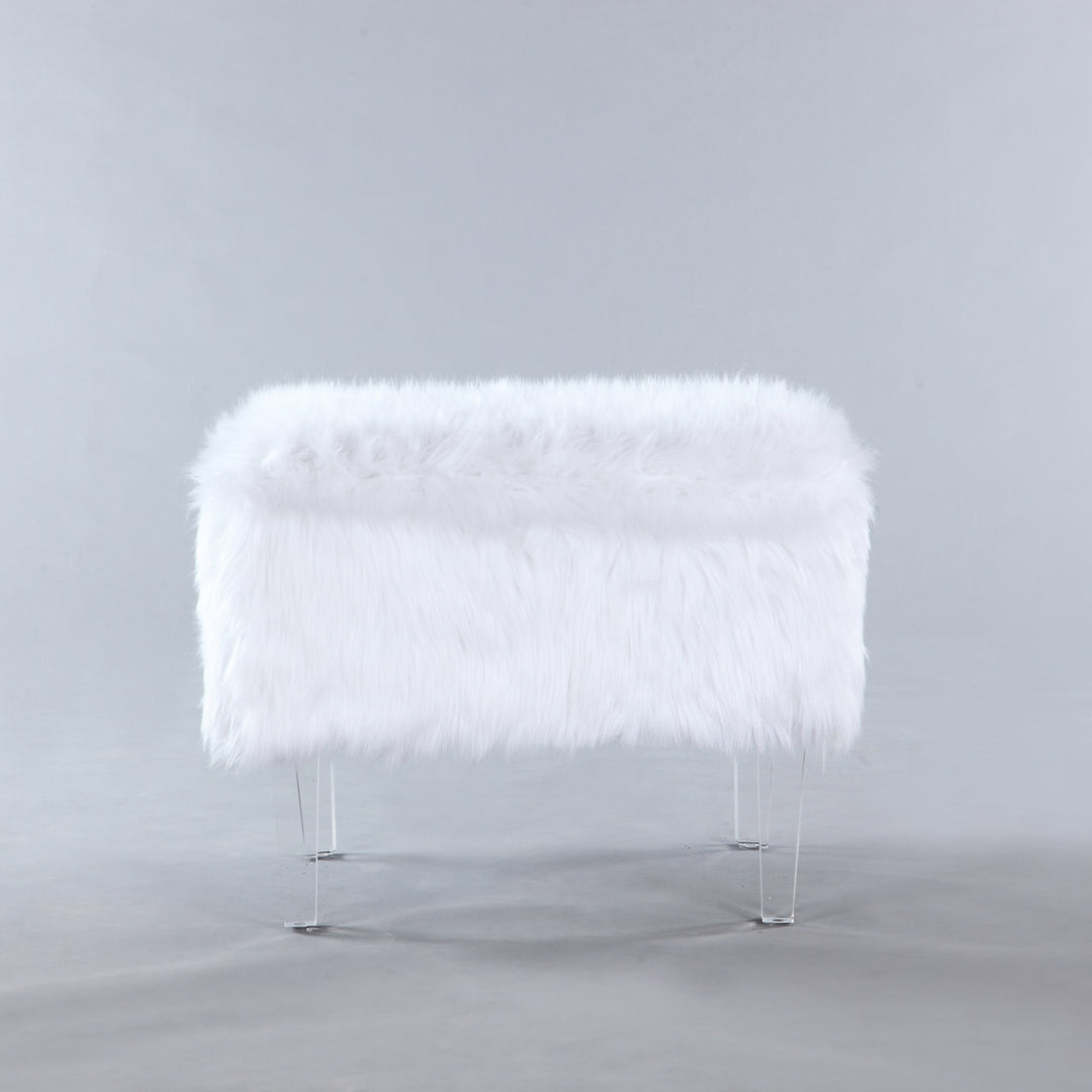 Gabriel Modern Contemporary Faux faux Acrylic Leg Ottoman Image 5