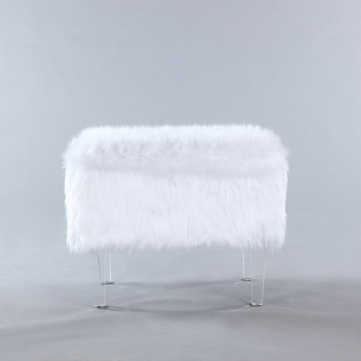 Gabriel Modern Contemporary Faux faux Acrylic Leg Ottoman Image 5