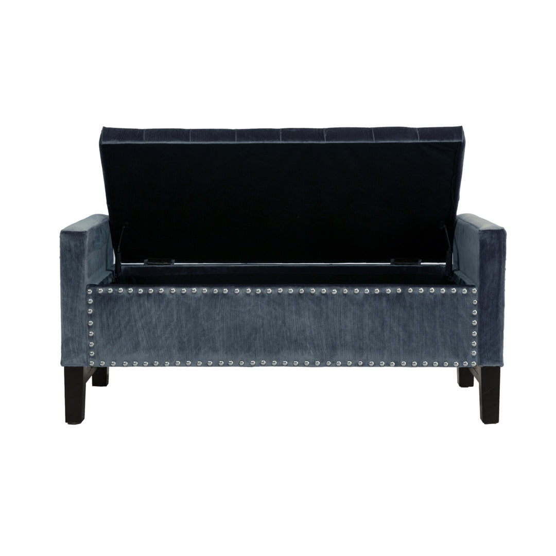 Kurt Neo Traditional Velvet Tufted Storage Bench Image 7