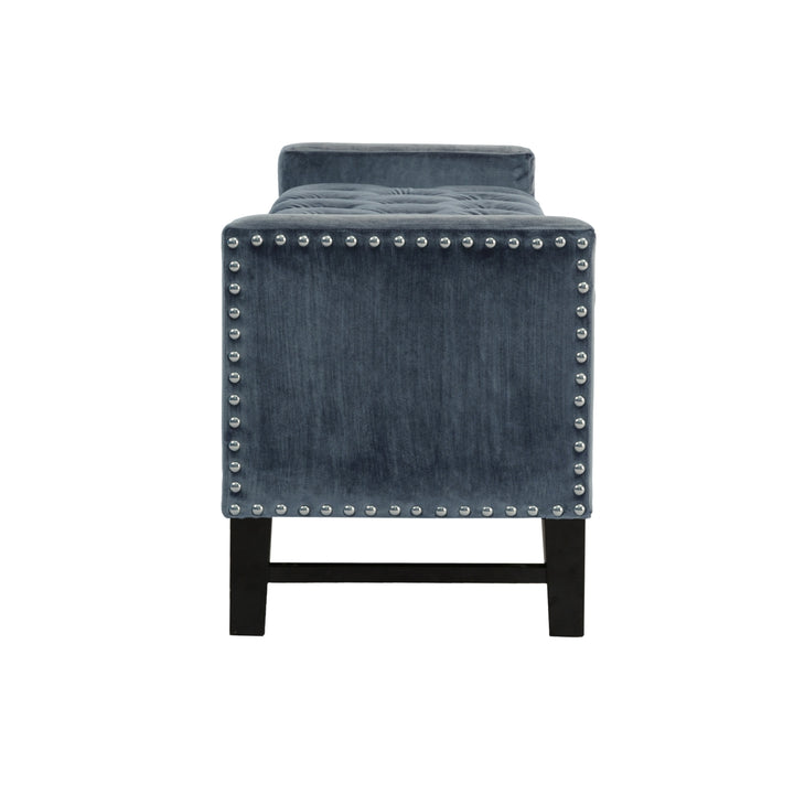 Kurt Neo Traditional Velvet Tufted Storage Bench Image 9