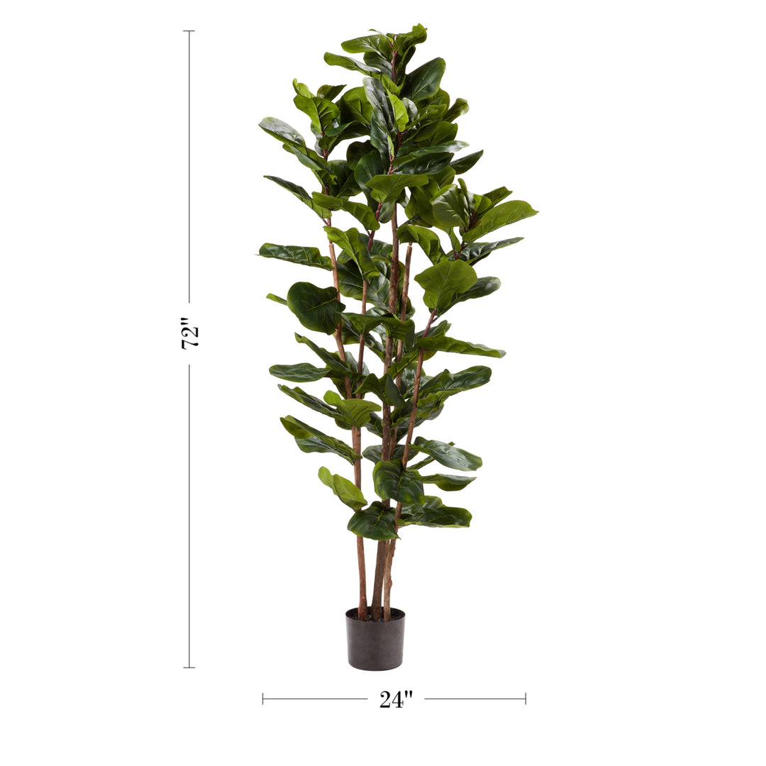 Artificial Indoor 72-Inch Faux Fiddle Leaf Fig Tree in Pot Image 2