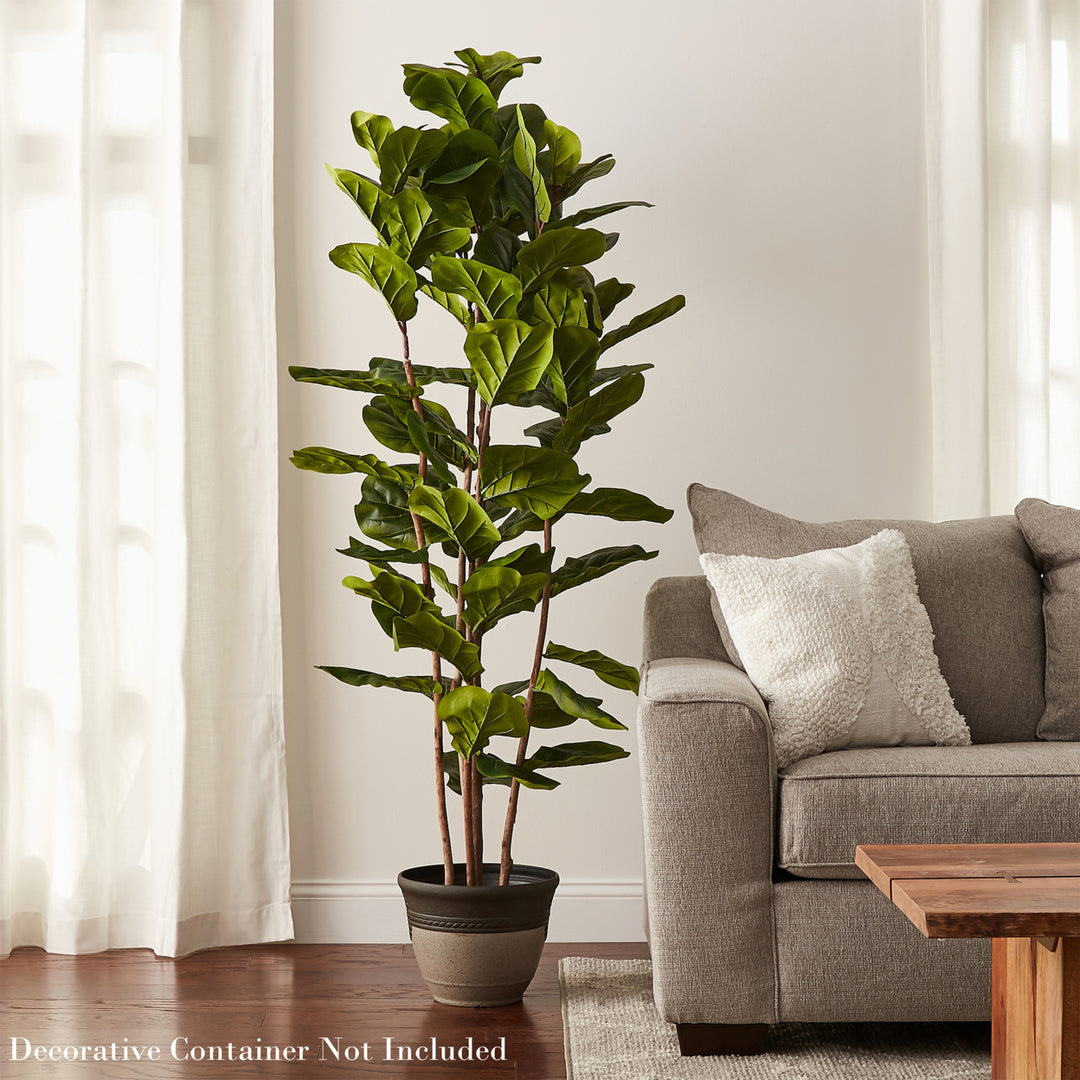 Artificial Indoor 72-Inch Faux Fiddle Leaf Fig Tree in Pot Image 5