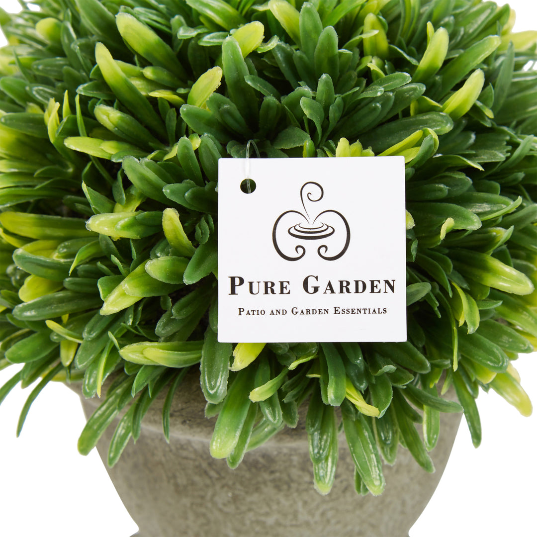 Set of 3 Artificial Podocarpus Grass Plant in Concrete Pot 7.5 Inch Decorative Faux Indoor Pure Garden Image 6