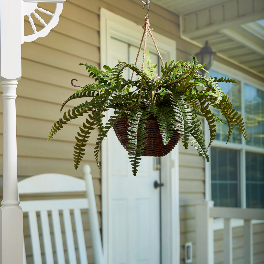 Faux Boston Fern  Hanging Natural and Lifelike Artificial Arrangement and Imitation Greenery with Basket Image 1