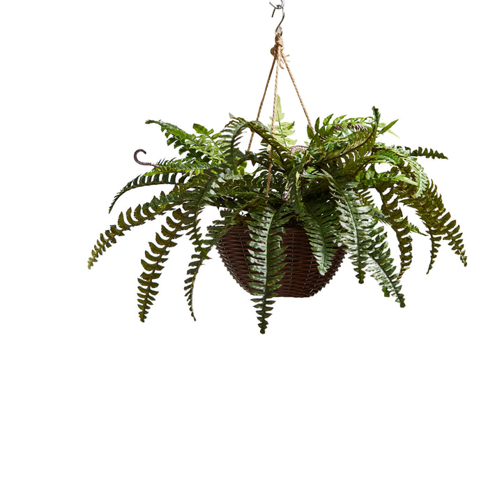 Faux Boston Fern Hanging Natural and Lifelike Artificial Arrangement and Imitation Greenery with Basket Image 7