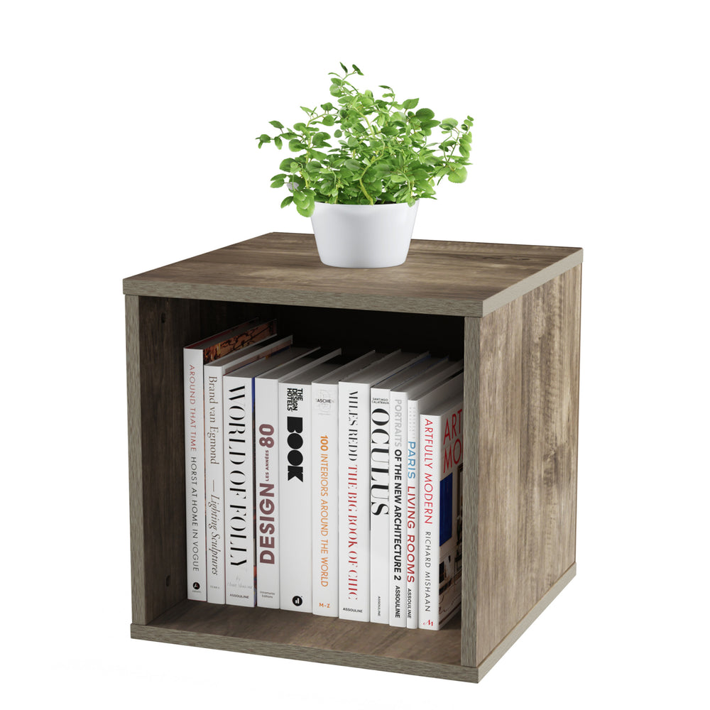 Gray Modular Cube Accent Table Stackable MDF Wood Contemporary 15.75 Inch Image 2