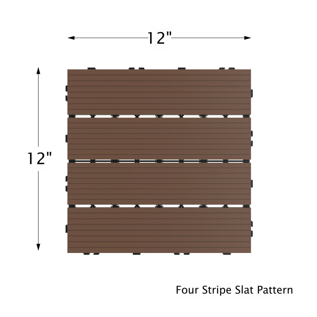 Brown Interlocking Patio and Deck Tiles Weather Resistant 12x12 Set of 6 Image 2