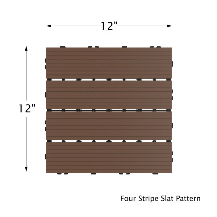 Brown Interlocking Patio and Deck Tiles Weather Resistant 12x12 Set of 6 Image 2