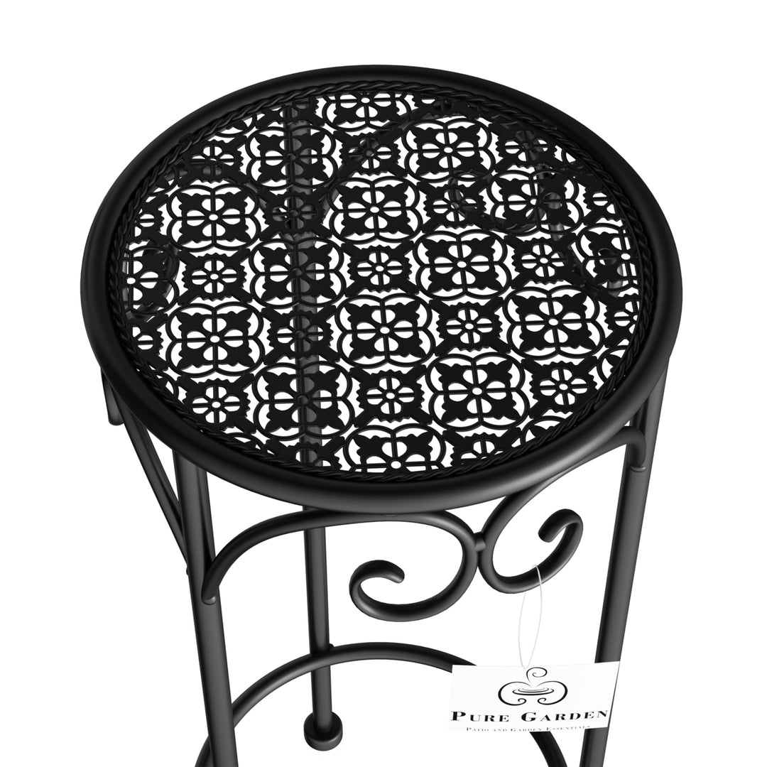 Wrought Iron Plant Stands Set of 3 Black Decorative Indoor Outdoor Nesting Image 5