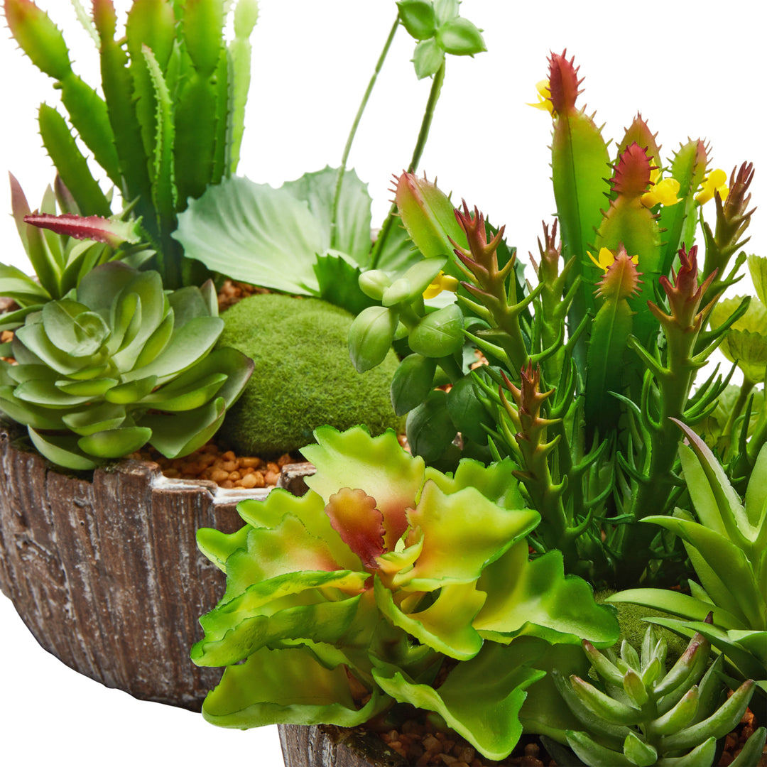 Set of 2 Faux Succulents Assorted 8" Tall - Greenery Arrangements in Decorative Concrete Planters Image 4