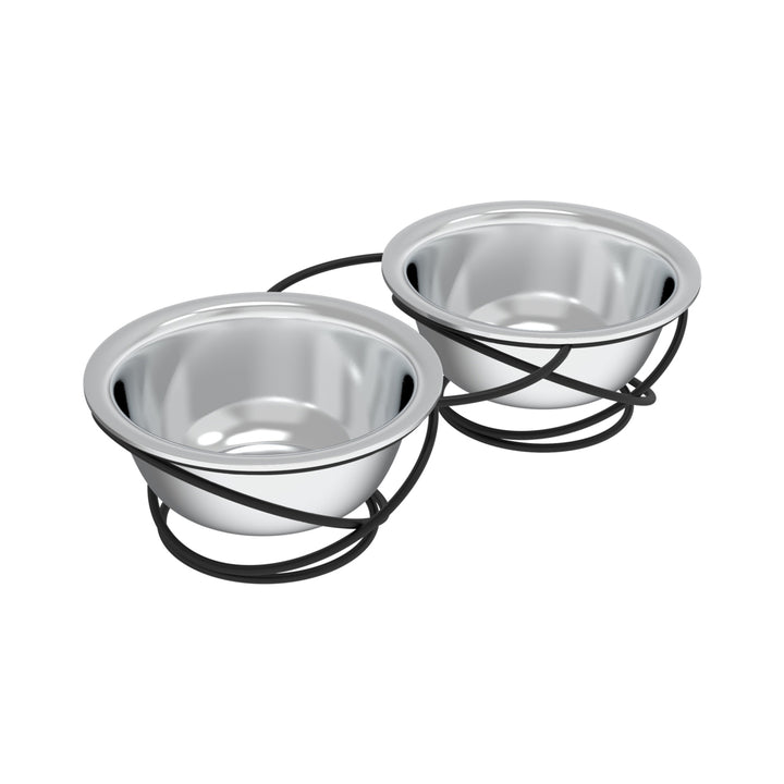 Stainless Steel Raised Food and Water Bowls with Decorative 3.5 Inch Tall Stand for Dogs and Cats-2 Bowls, 40 Oz Image 7