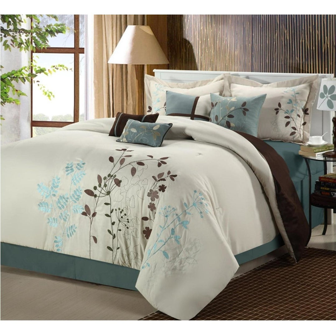 Brooke 8-Piece Embroidered Bed Comforter Set Image 1