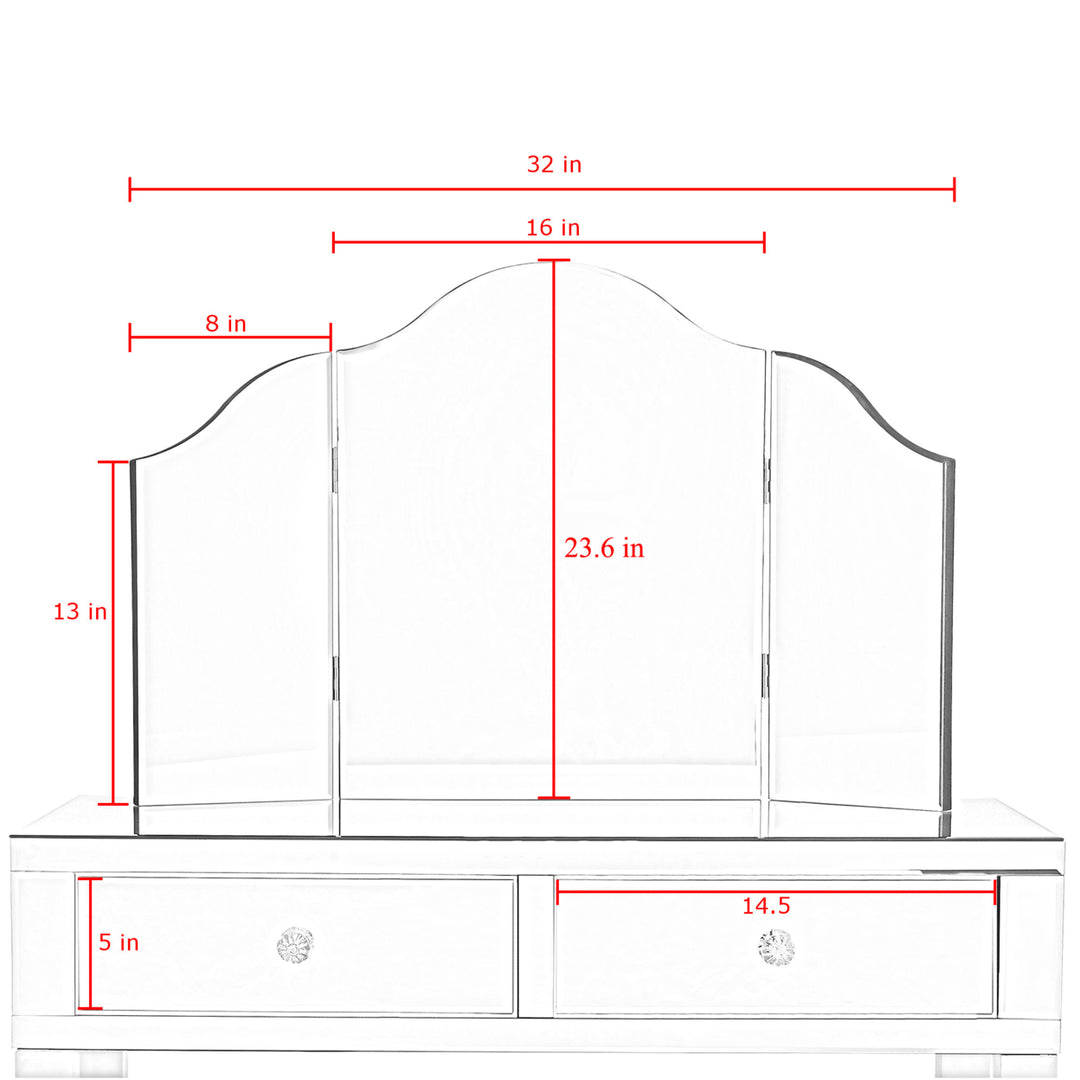 Milano Mirrored Vanity Set-2 Drawers-3 Piece Set-Corner Option-Inspired Home Image 10