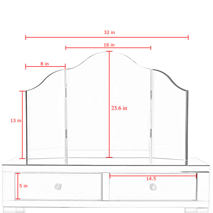 Milano Mirrored Vanity Set-2 Drawers-3 Piece Set-Corner Option-Inspired Home Image 10