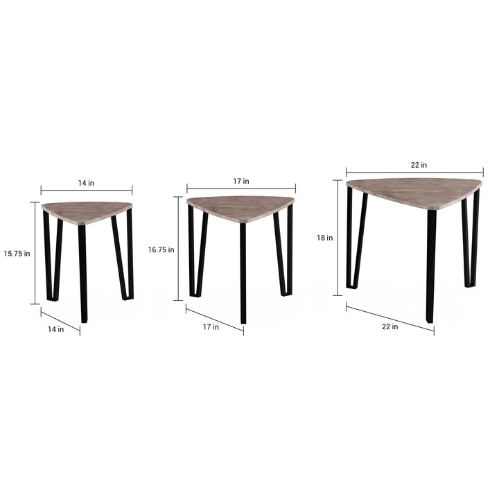 Nesting Tables-Set of 3, Modern Woodgrain Look for Living Room Coffee Tables or End Tables Contemporary Accent Decor Image 3