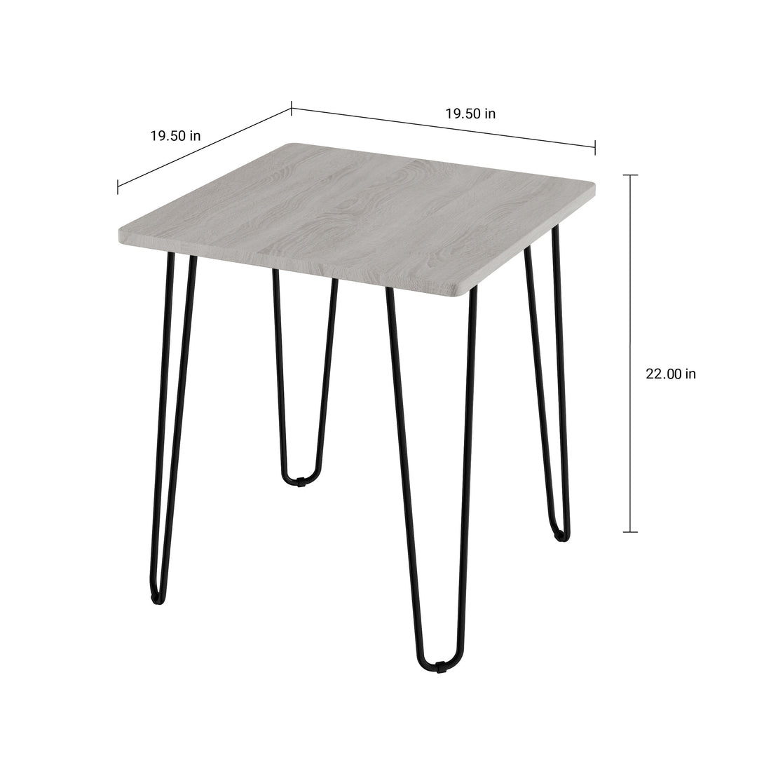 End Table with Hairpin Metal Legs Modern Style D cor, Woodgrain-Look and Steel Accent Furniture Image 2