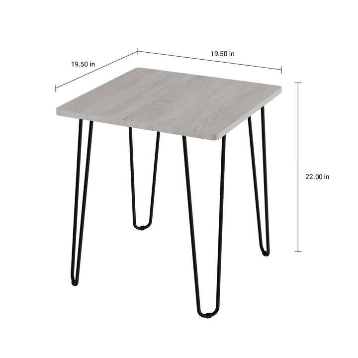 End Table with Hairpin Metal Legs Modern Style D cor, Woodgrain-Look and Steel Accent Furniture Image 2