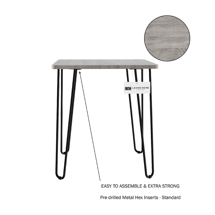 End Table with Hairpin Metal Legs Modern Style D cor, Woodgrain-Look and Steel Accent Furniture Image 3