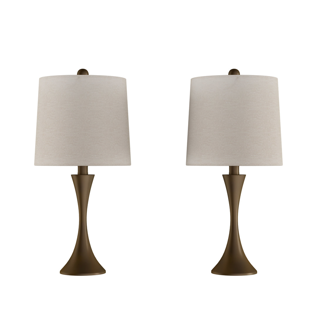 Table Lamps  Set of 2 Mid-Century Modern Metal Flared Trumpet Base with Energy Efficient LED Light Bulbs Included Image 3