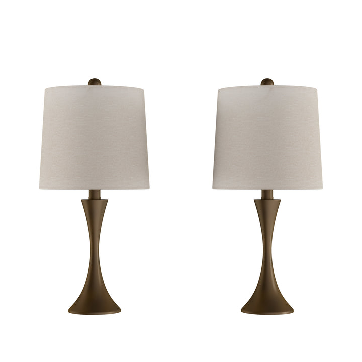 Table Lamps  Set of 2 Mid-Century Modern Metal Flared Trumpet Base with Energy Efficient LED Light Bulbs Included Image 3