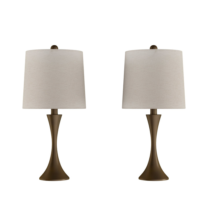 Mid-Century Modern Table Lamps Set of 2 Brushed Silver with LED Bulbs Included Image 1