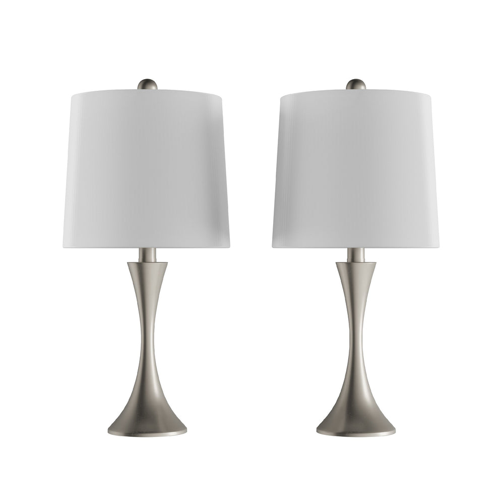 Table Lamps  Set of 2 Mid-Century Modern Metal Flared Trumpet Base with Energy Efficient LED Light Bulbs Included Image 2