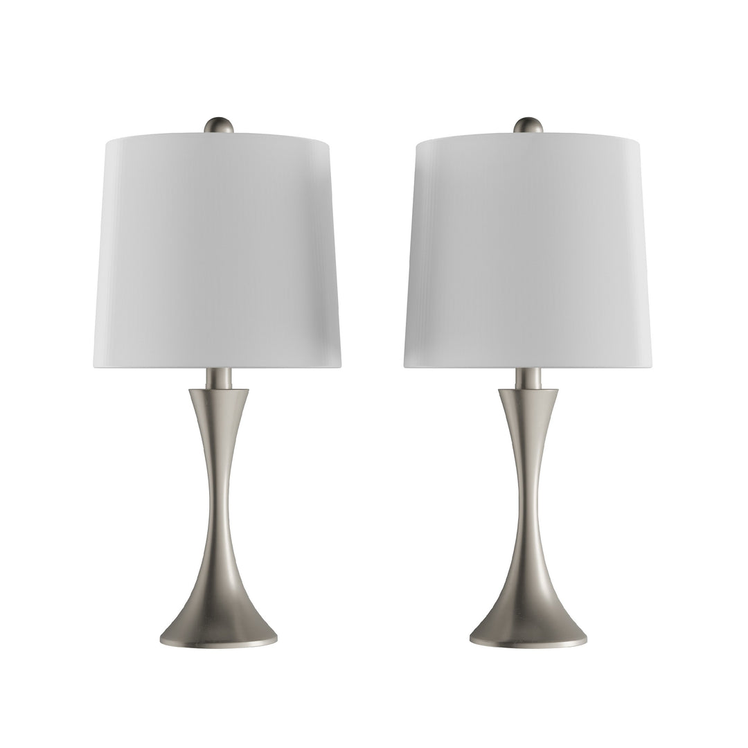 Table Lamps  Set of 2 Mid-Century Modern Metal Flared Trumpet Base with Energy Efficient LED Light Bulbs Included Image 1