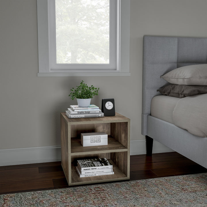 Modular Cube End Table with Double Shelves MDF Wood Minimalist Accent Furniture Image 4