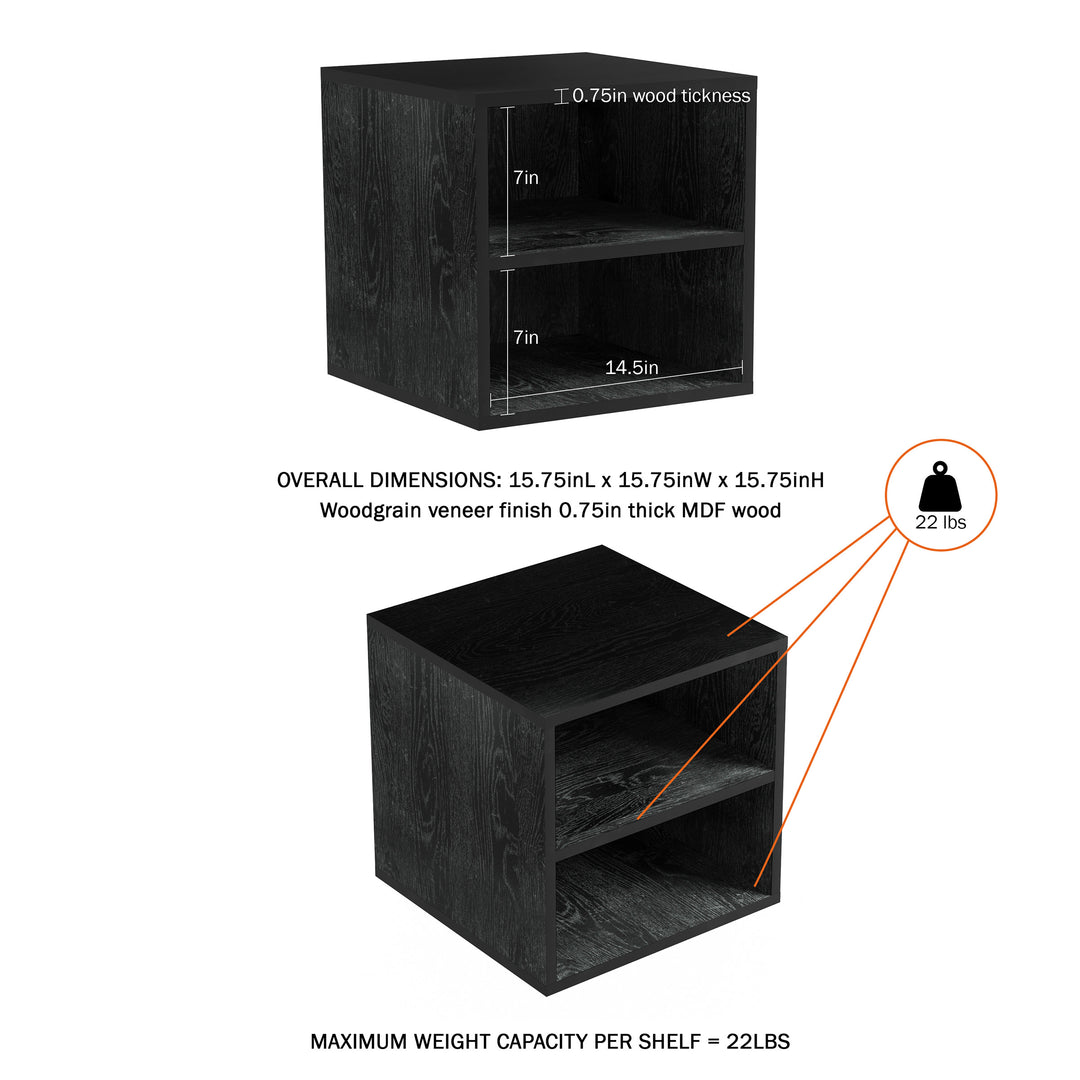 Modular Cube End Table with Double Shelves MDF Wood Minimalist Accent Furniture Image 5