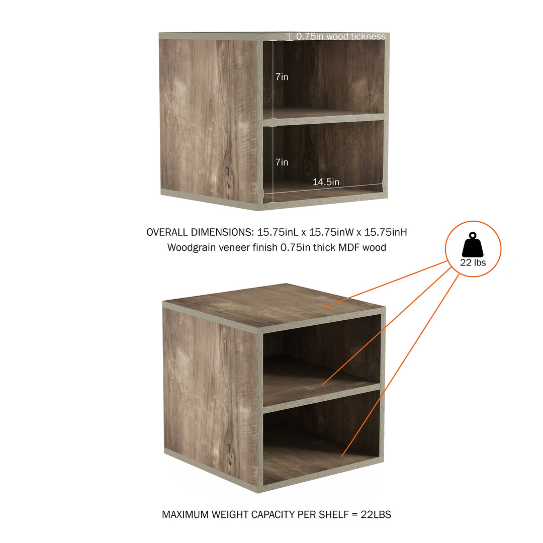 Modular Cube End Table with Double Shelves MDF Wood Minimalist Accent Furniture Image 6