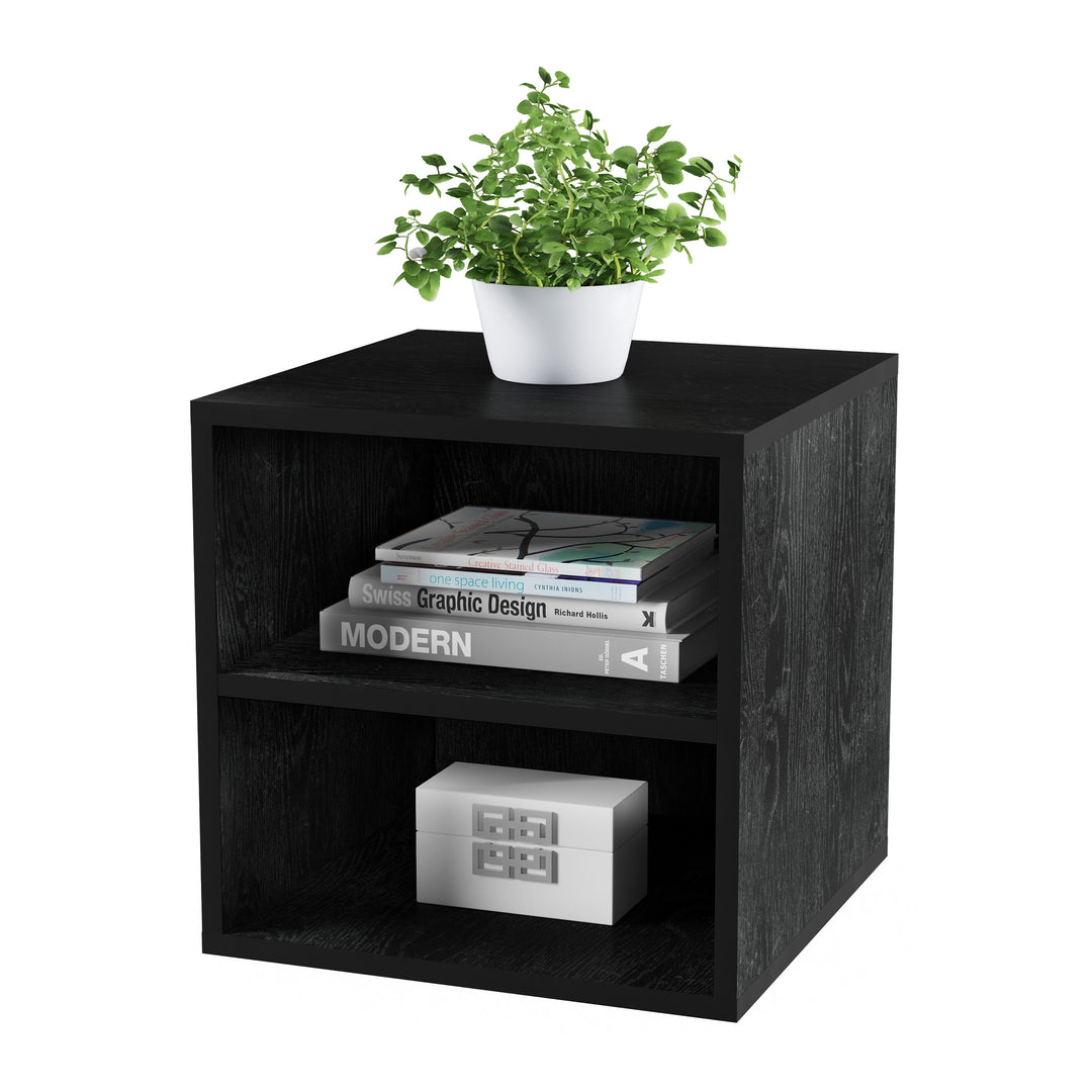 Modular Cube End Table with Double Shelves MDF Wood Minimalist Accent Furniture Image 3